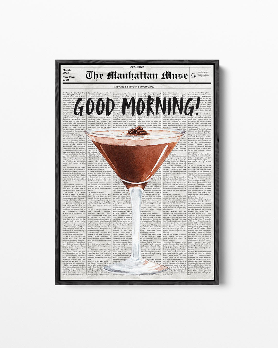 Cocktail illustratie – staand wanddecoratie kunstwerk
