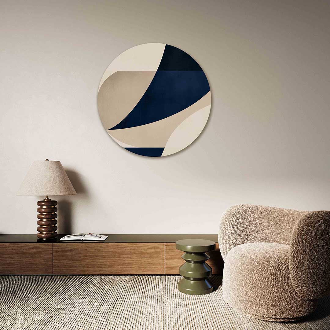 Abstracte vormen – abstracte muurcirkel als ronde wanddecoratie