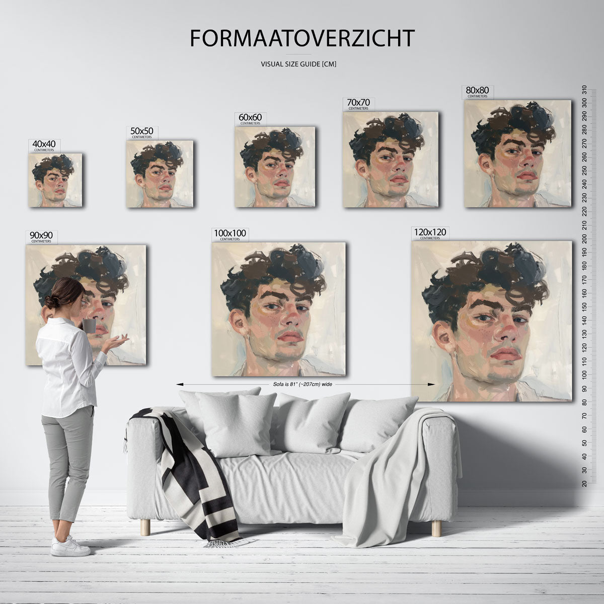 Portret van een man – vierkante muurposter met kunst en design