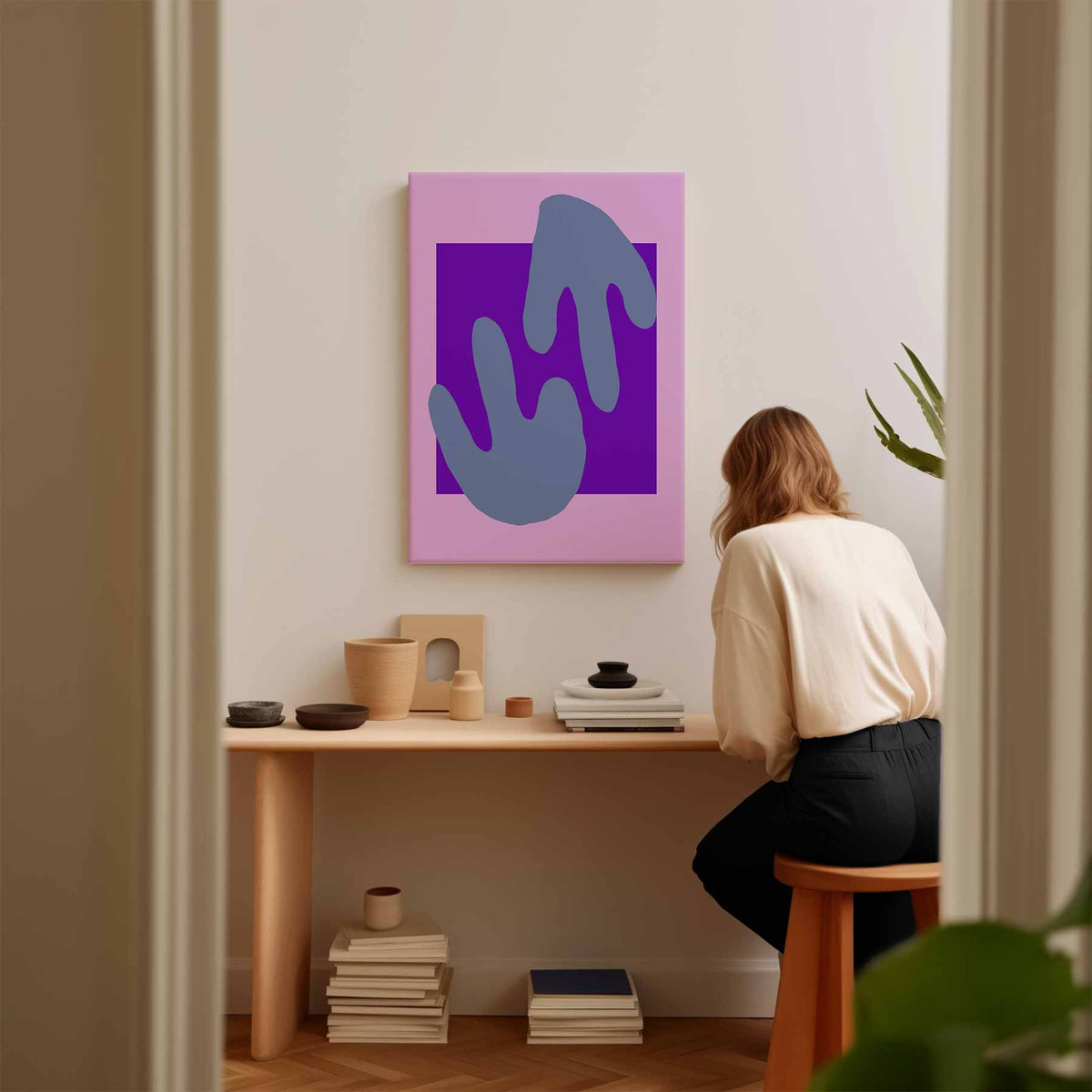 Abstracte Vormen in Pastel – staand kunstwerk voor modern interieur