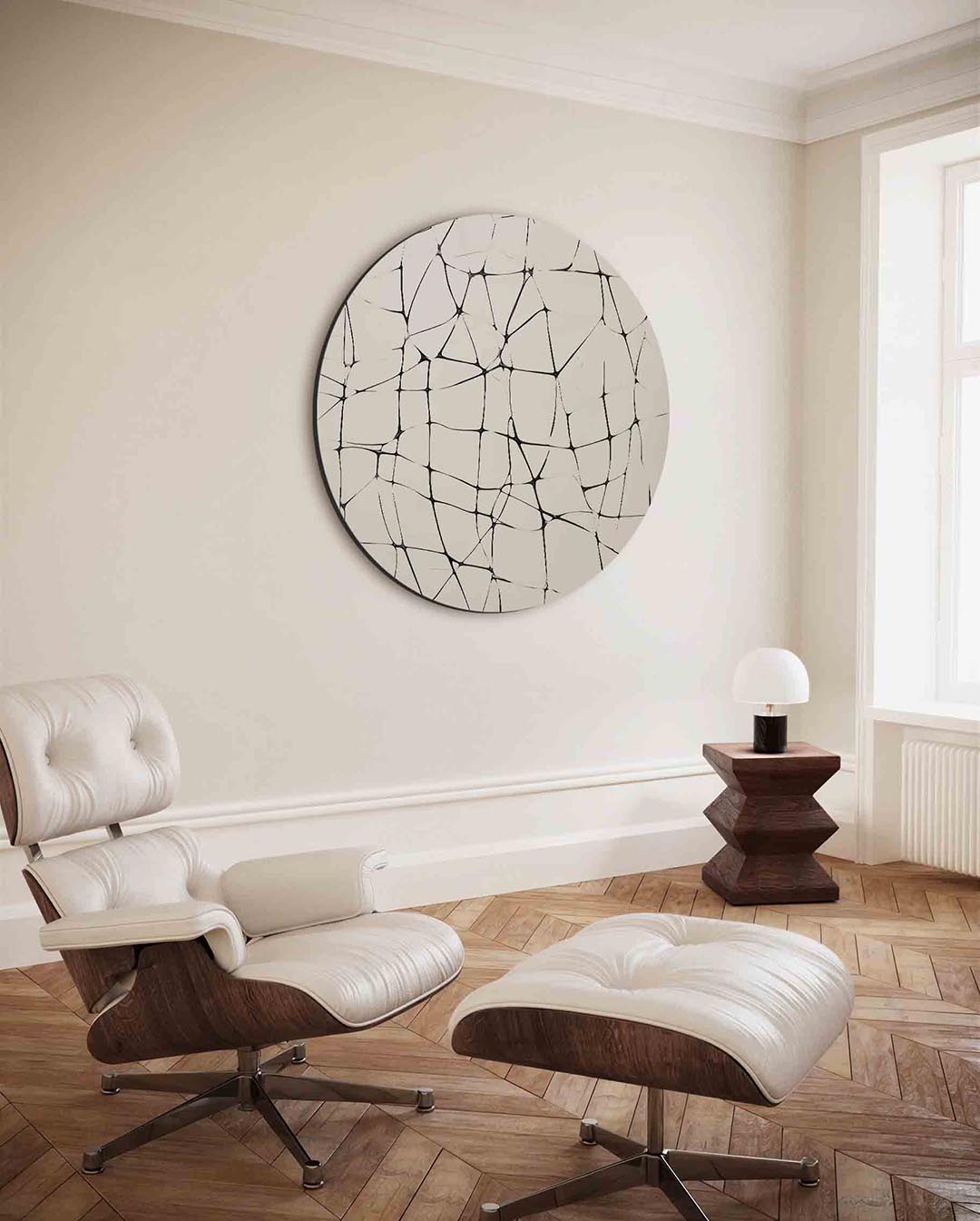 Abstracte lijnen – kleurrijke ronde wanddecoratie van WallArtistic