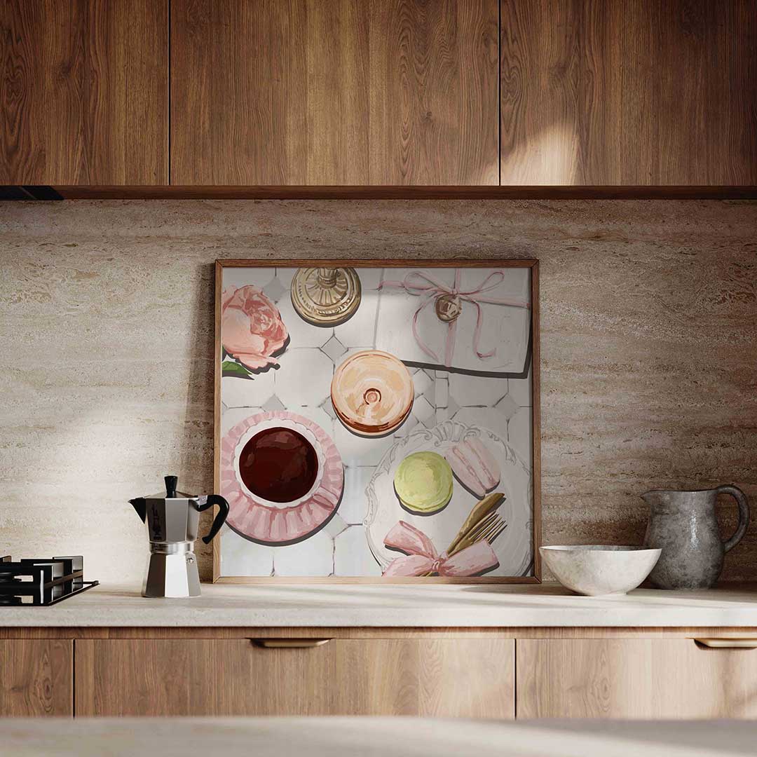 Ontbijt tafel – culinaire wandkunst als vierkante poster