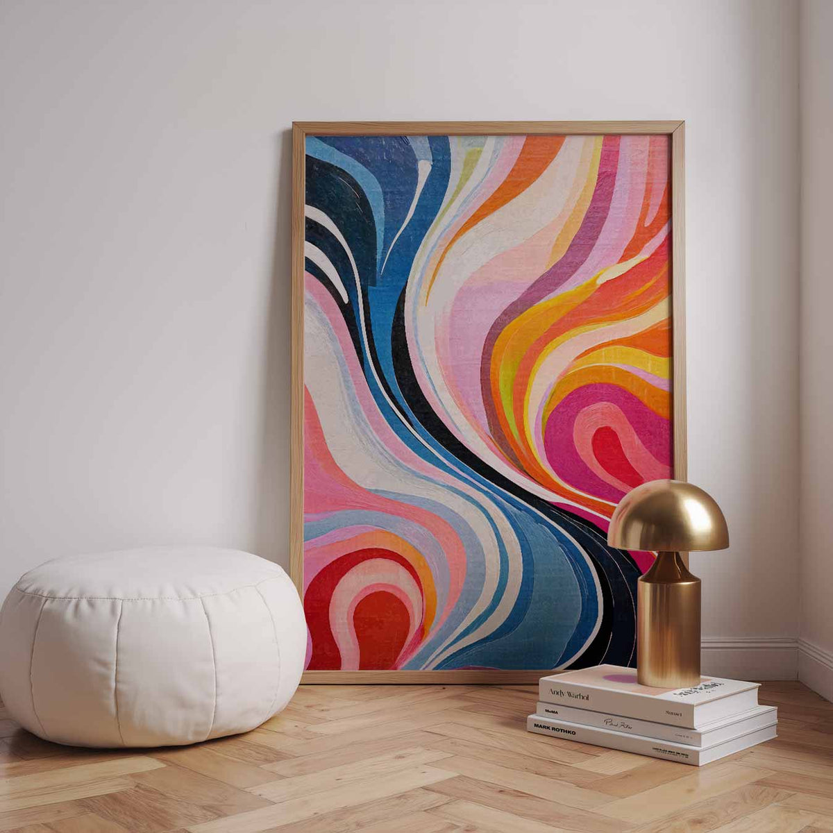 Kleurrijke Abstracte Kunstposter – staande kleurrijke abstracte wanddecoratie van WallArtistic