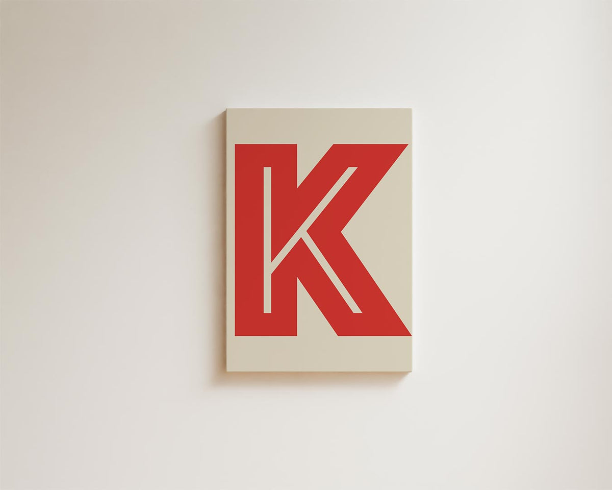 Abstract Rood K-monogram – modern portret kunstwerk van WallArtistic