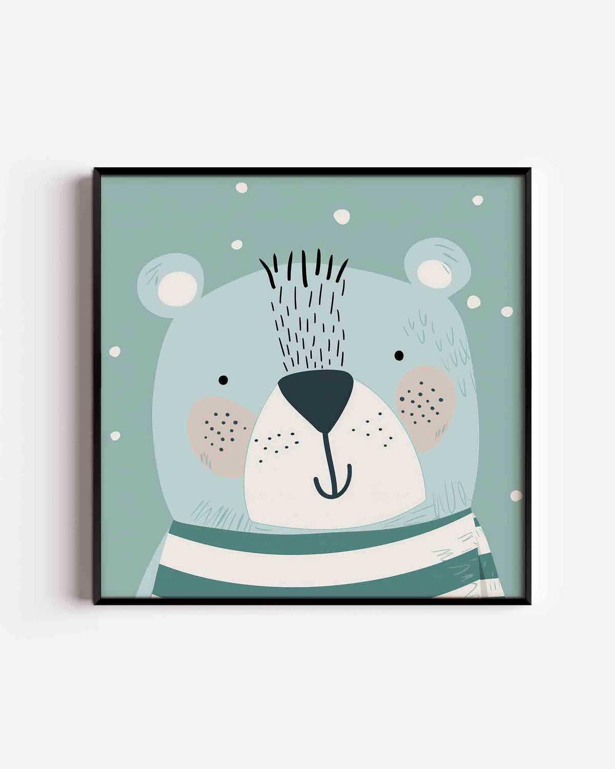Beer met stippen – vierkante kinderposter als wanddecoratie