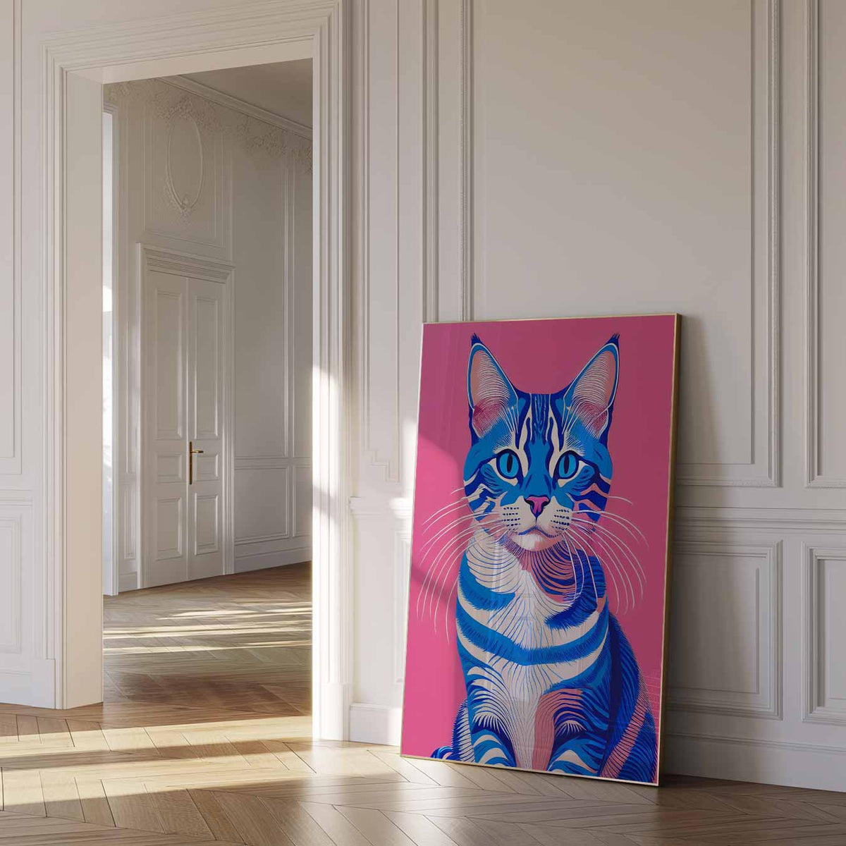 Hippe Kattenkunst – dierenposter als moderne staande wanddecoratie