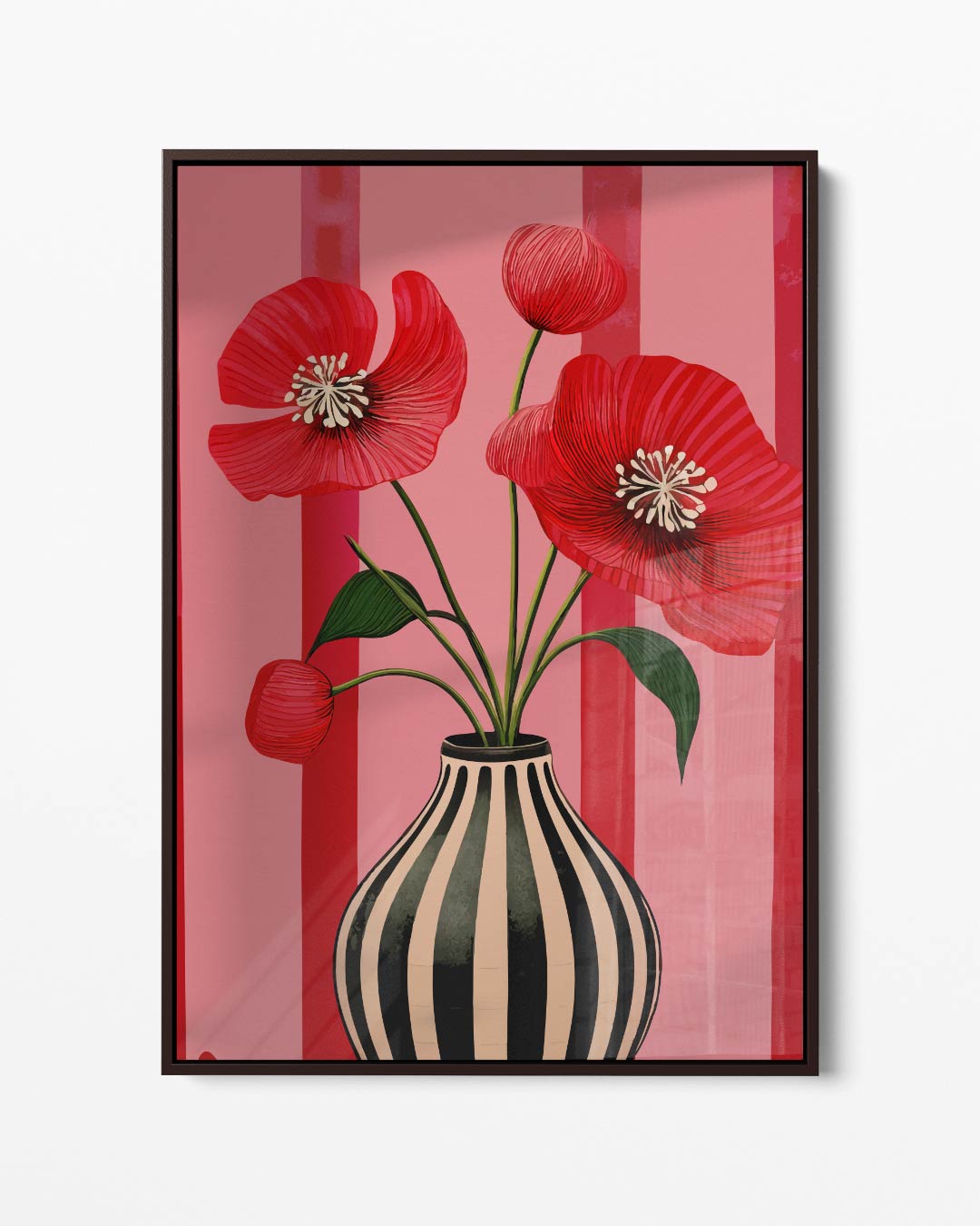Vaas Met Rood Klaprozen – portret kunstwerk als wanddecoratie