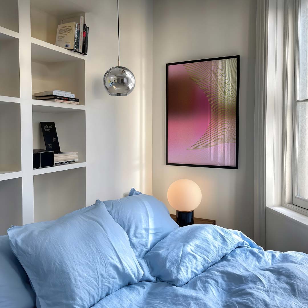 Abstracte Zachte Kleuren – staande kleurrijke abstracte wanddecoratie van WallArtistic
