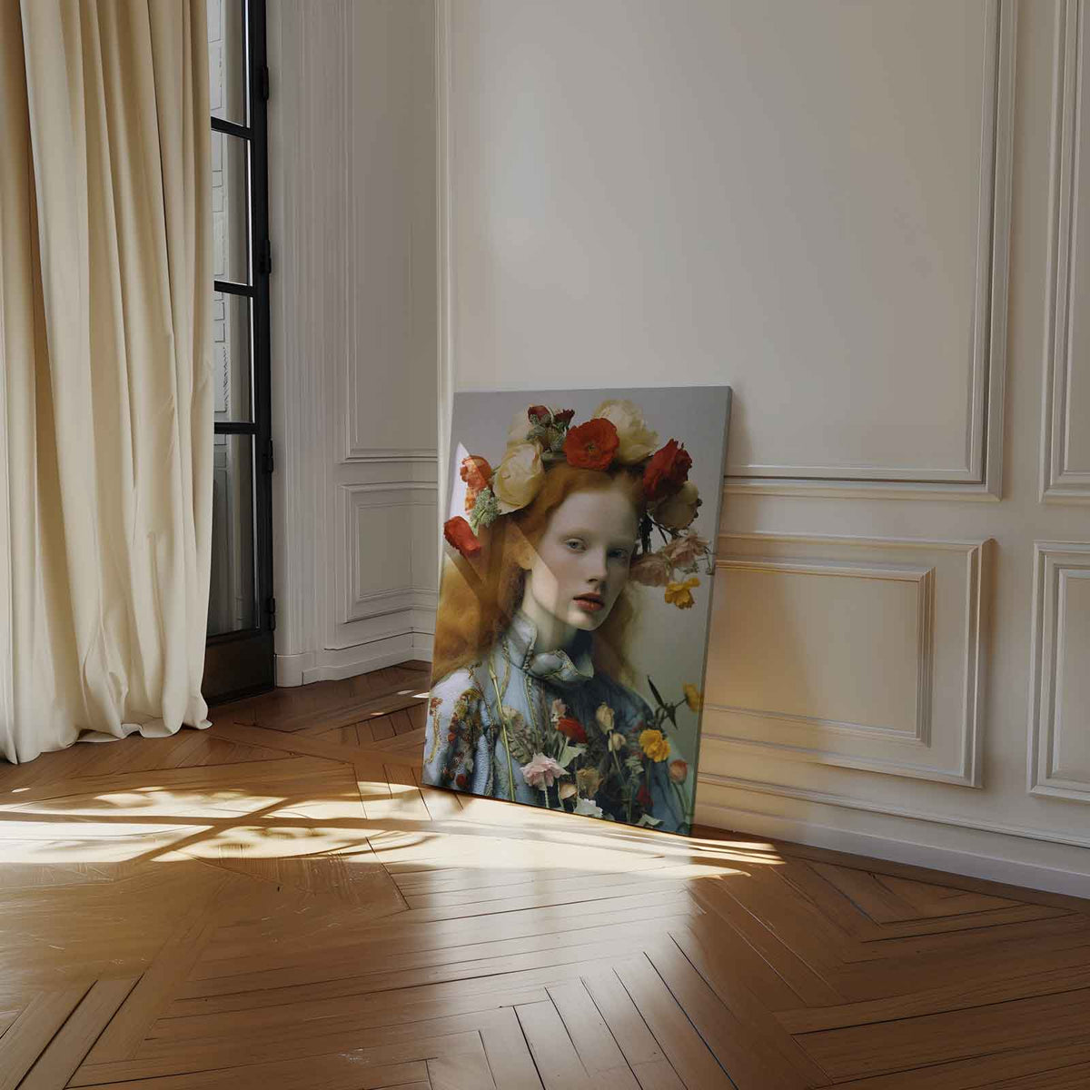 Bloemenpracht in Portret – portret kunstwerk als wanddecoratie, afbeelding 14