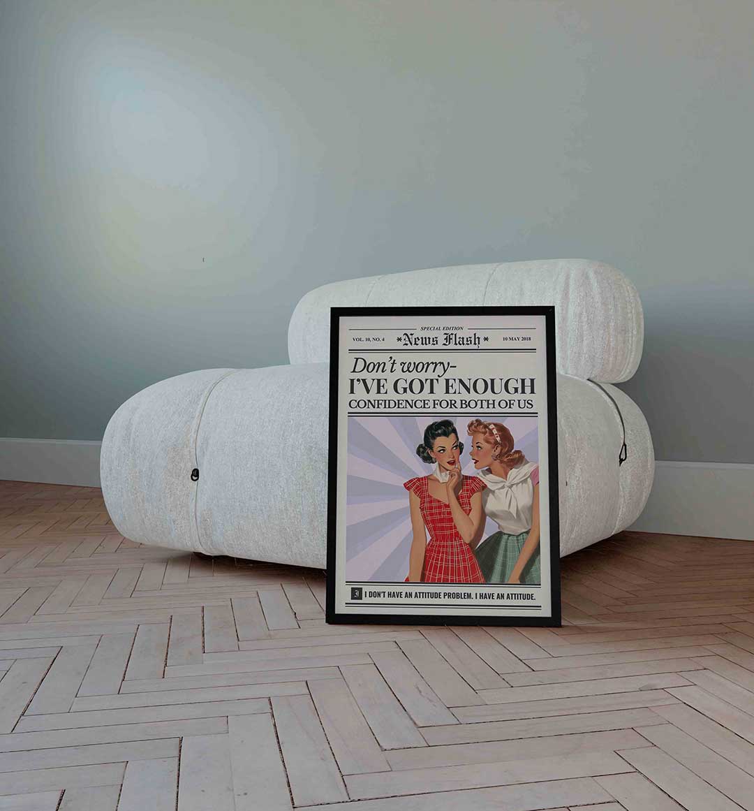 Twee vrouwen met tekst – Pop Art wandkunst als portret poster