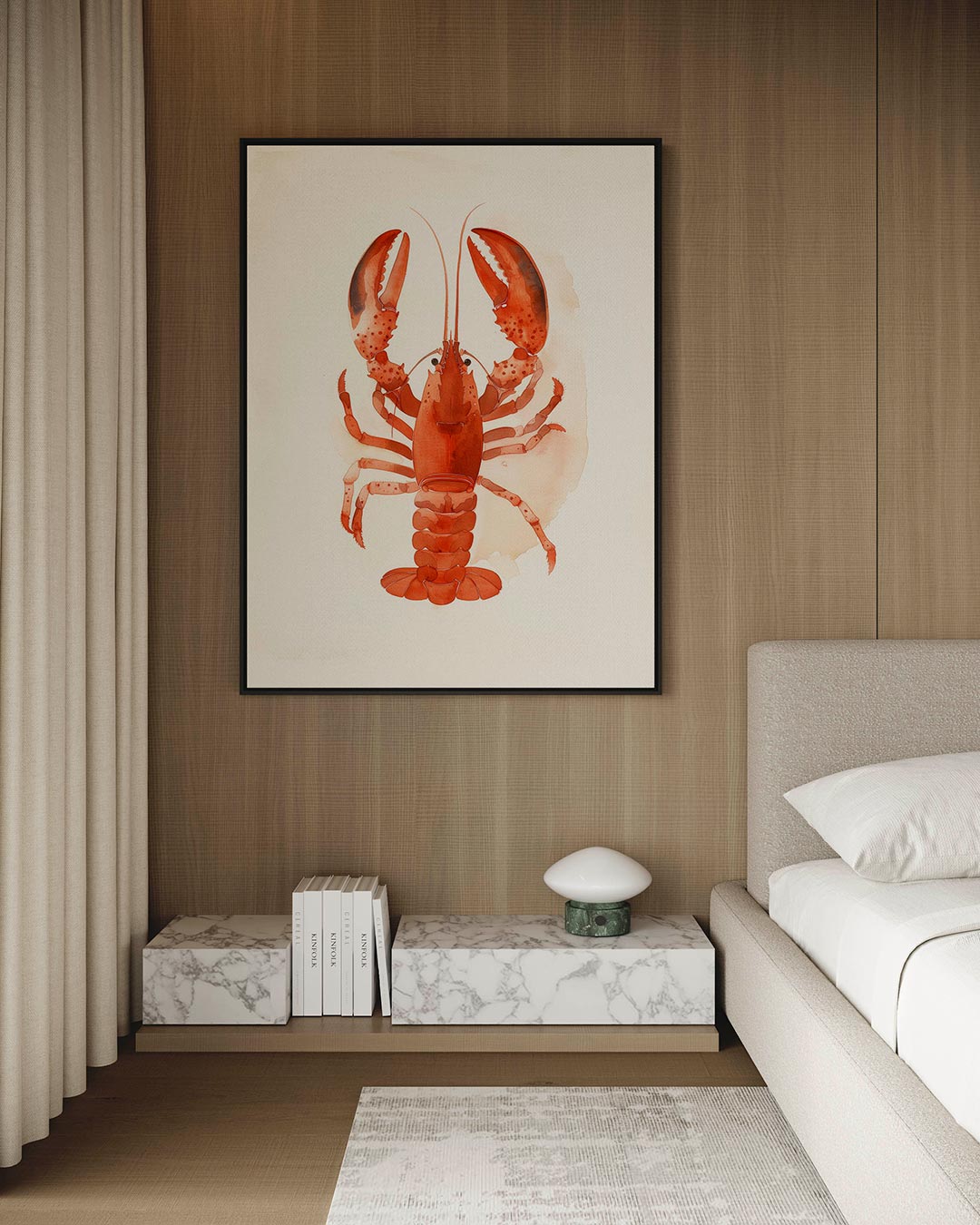 Rode kreeft illustratie – staand wanddecoratie kunstwerk
