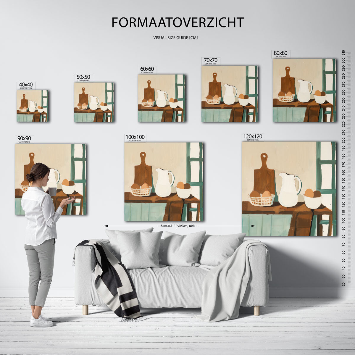 Stilleven met kan en eieren – vierkante muurposter met kunst en design