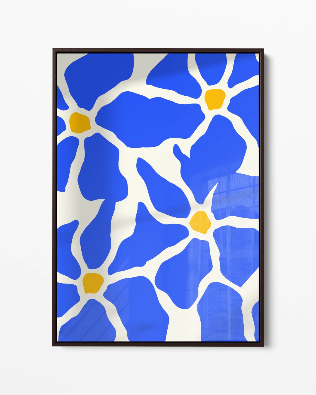 Bloemenpracht in Blauw – portret kunstwerk als wanddecoratie