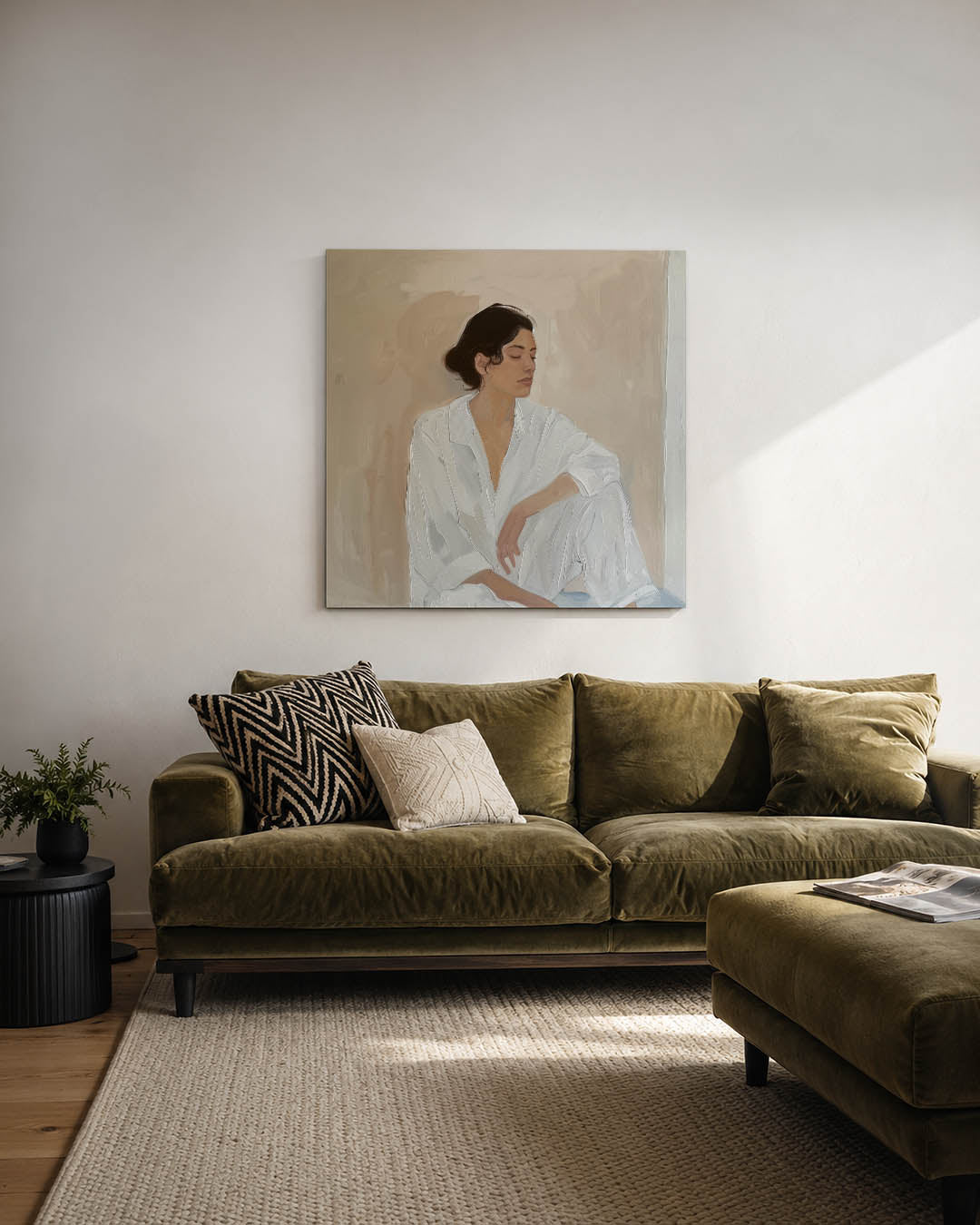 Abstract kunstwerk – derde productweergave – een abstract kunstwerk met donkere tinten en een rustige visuele opbouw.