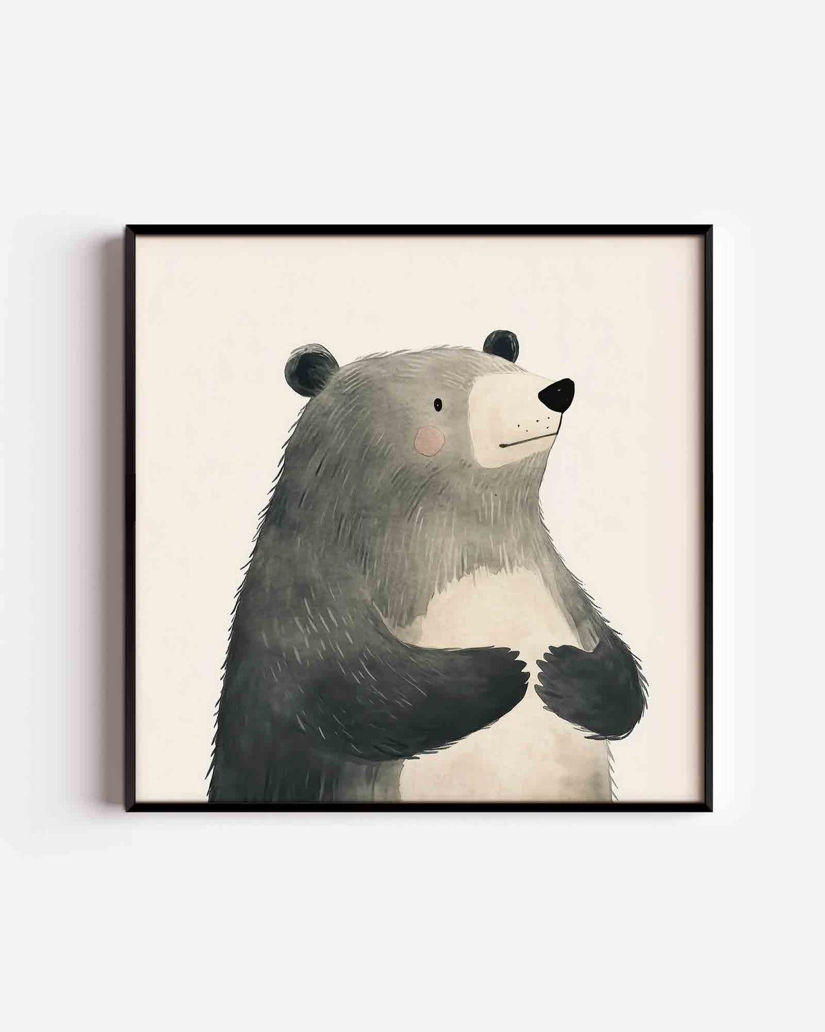 Beer met grijze vacht – vierkante kinderposter als wanddecoratie