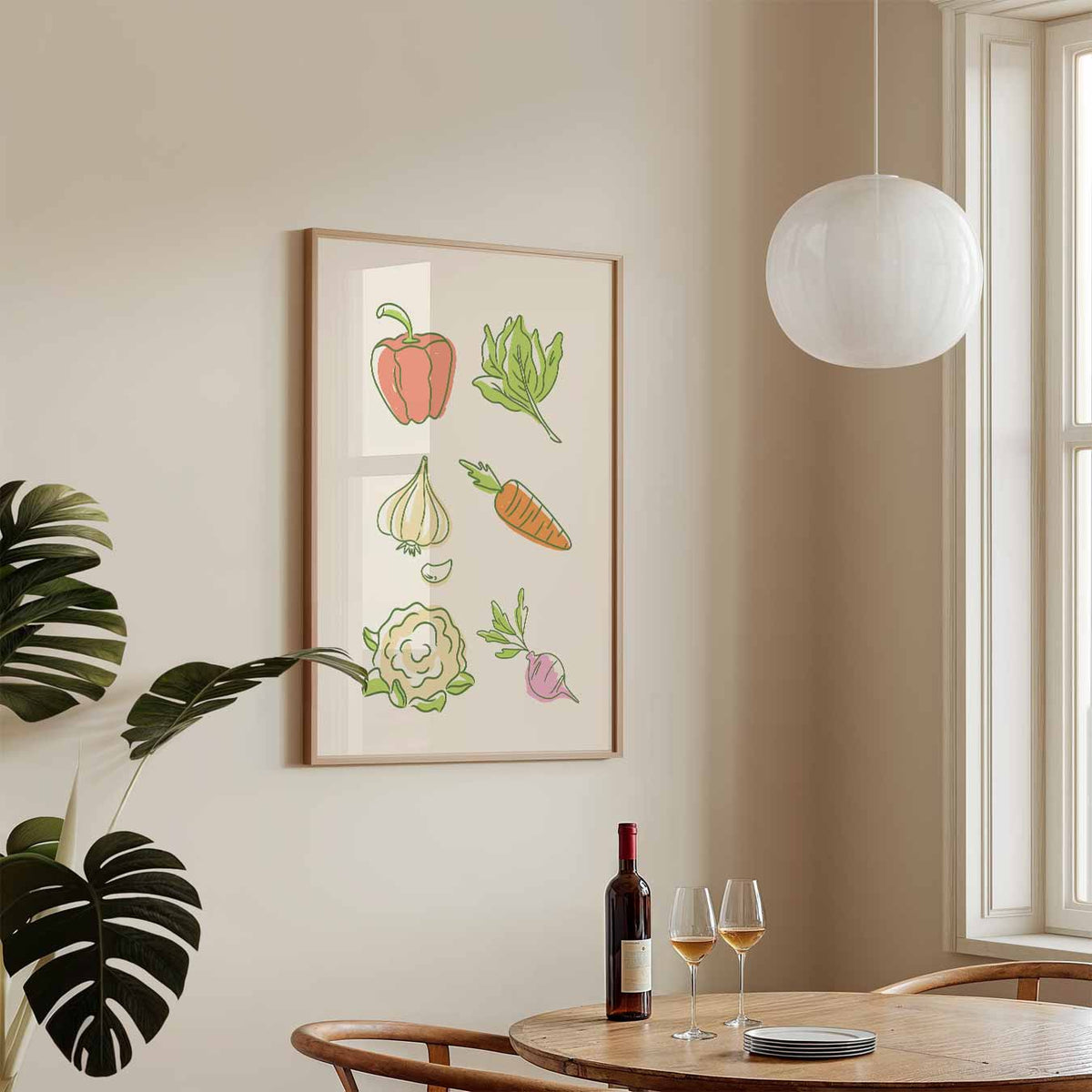 Vrolijke Groente Illustratie – staande keuken wanddecoratie van WallArtistic