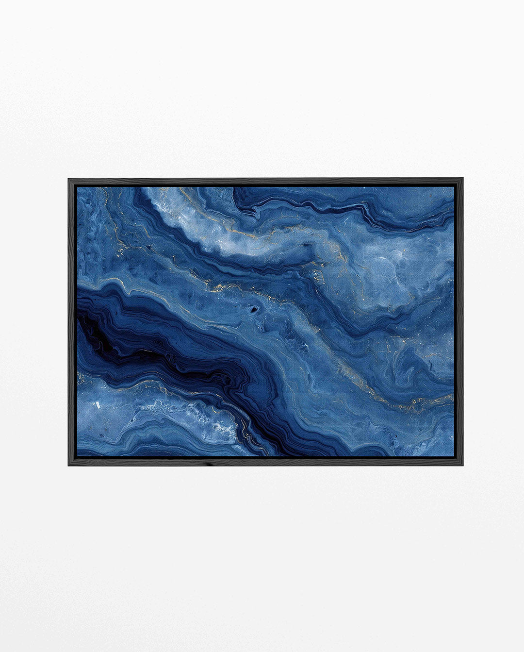 Golvende blauwe patronen – liggend abstract kunstwerk