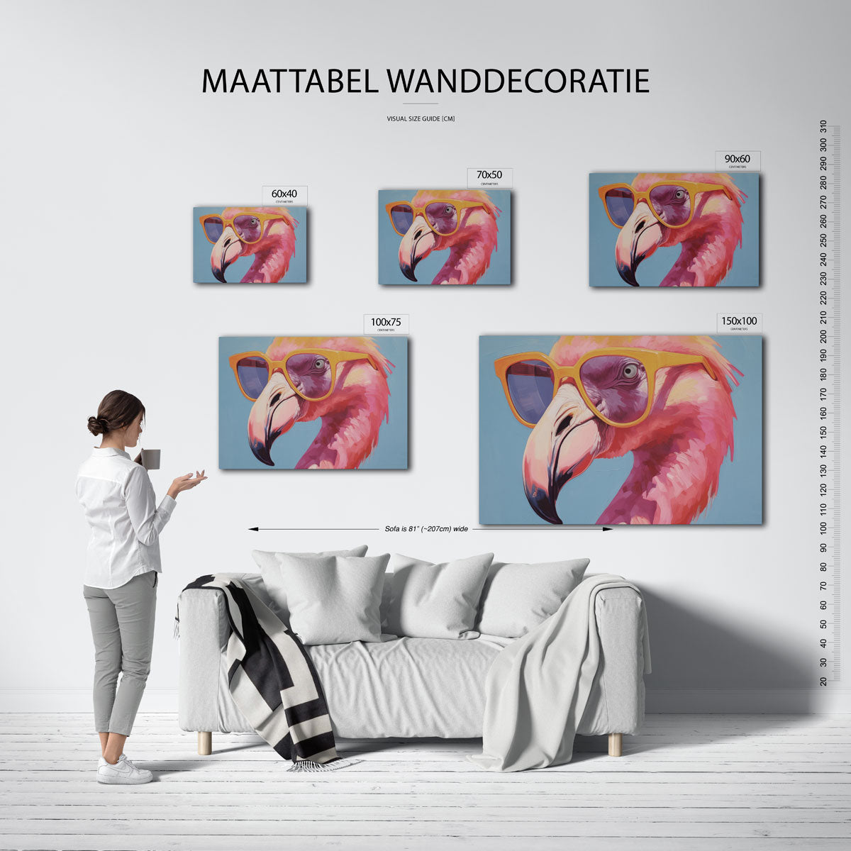 Vrolijke vogelportret – kunstwerk op canvas, dibond of plexiglas
