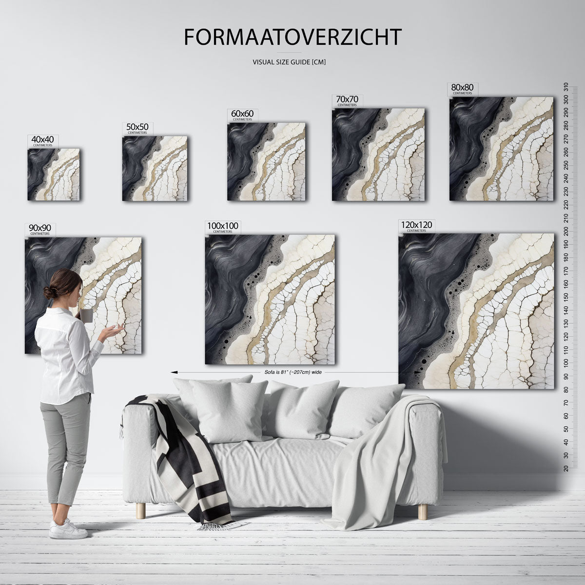 Abstracte lijnen en patronen – vierkante muurposter met zachte abstracte vormen