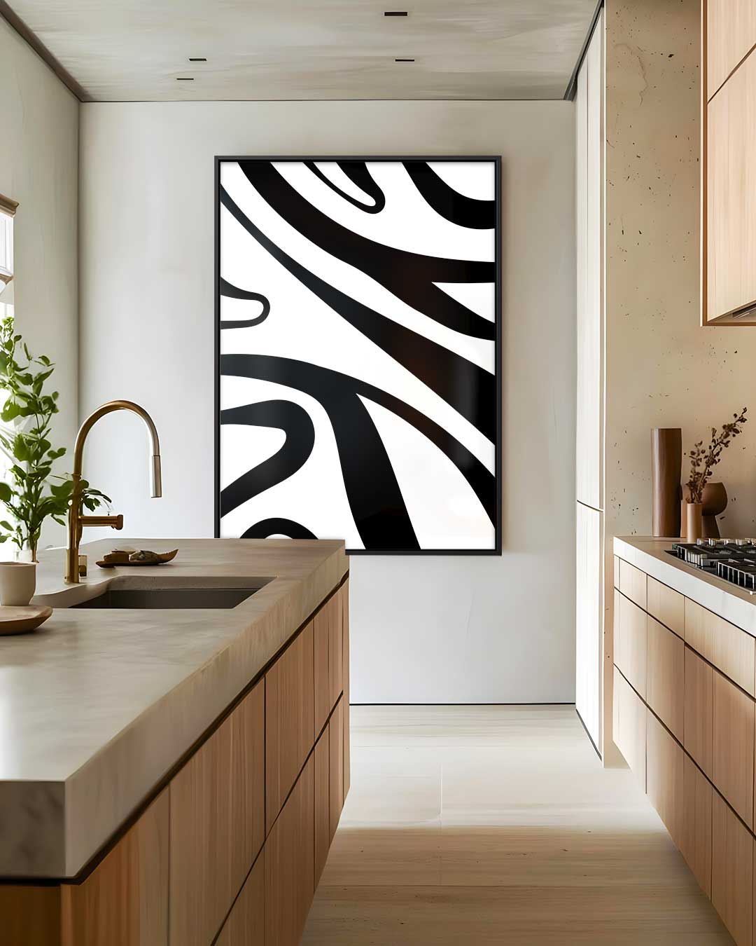 Abstracte Zebrastrepen – dibond wanddecoratie in staand formaat