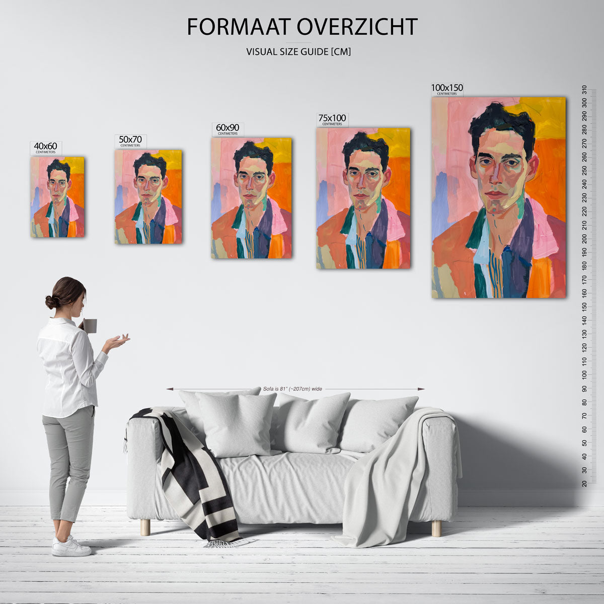 Portretstudie – staand wanddecoratie kunstwerk