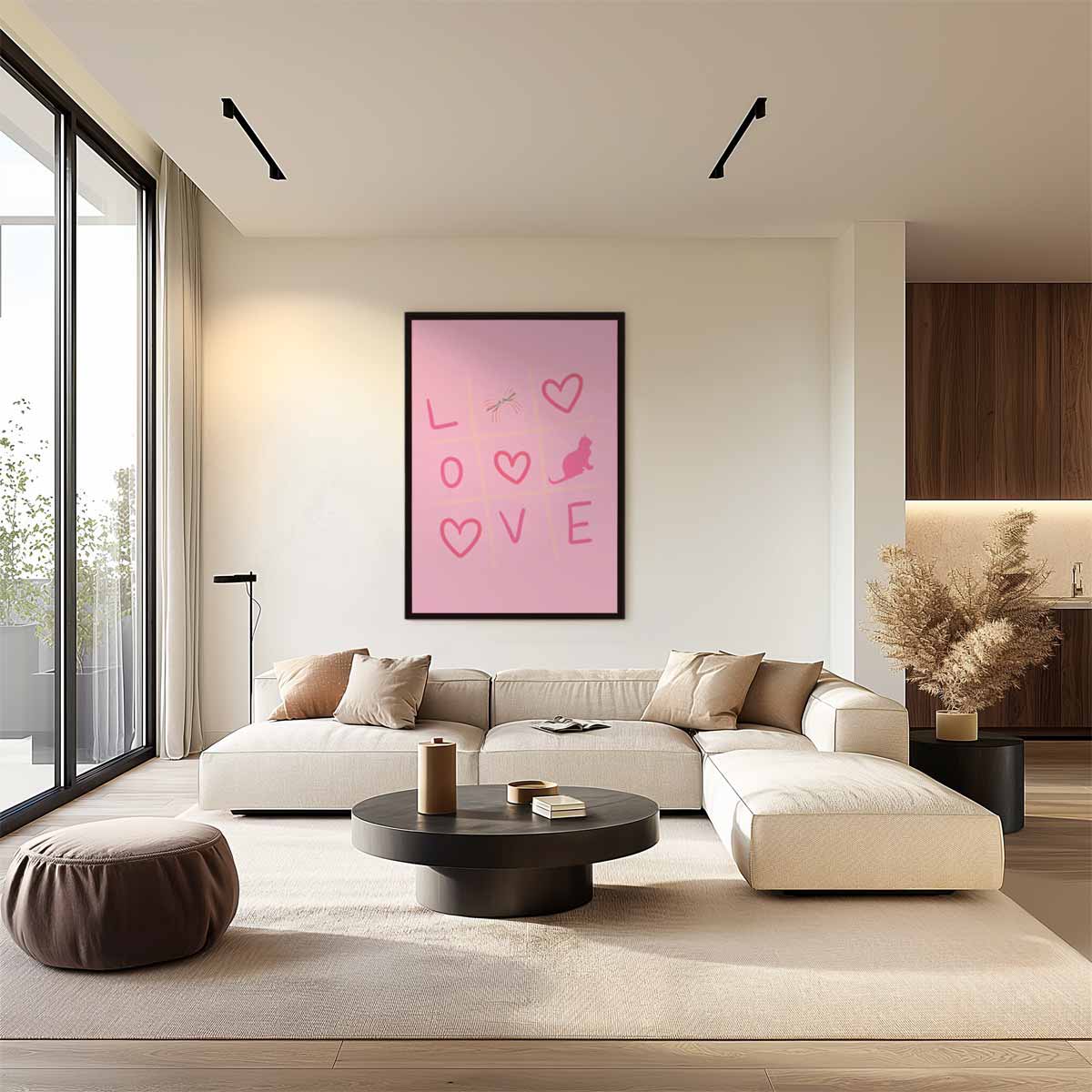 Liefdevolle Tic-Tac-Toe Kunst – canvas wanddecoratie in portret formaat