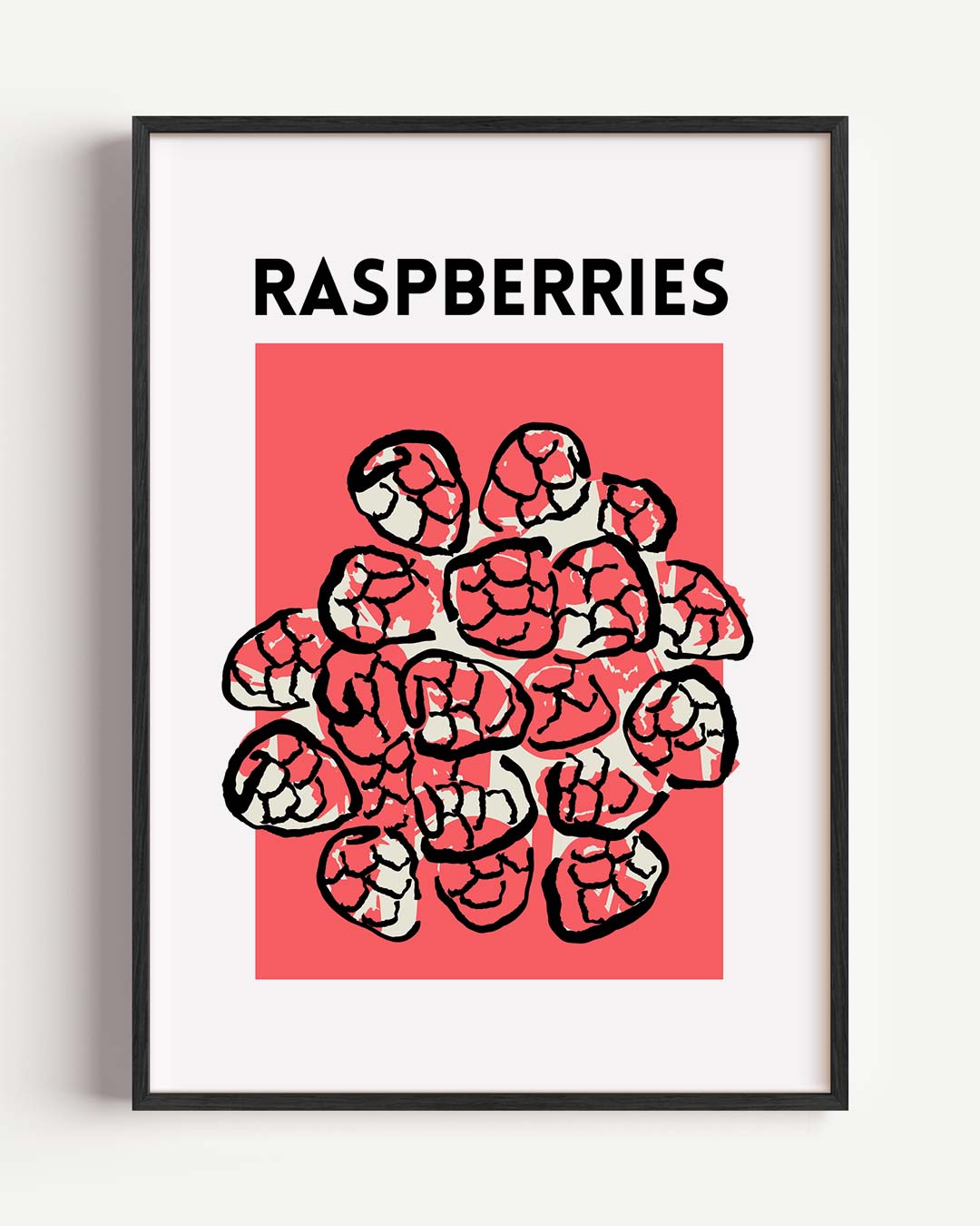 Frisse Frambozen Illustratieposter – keuken portret poster als wanddecoratie