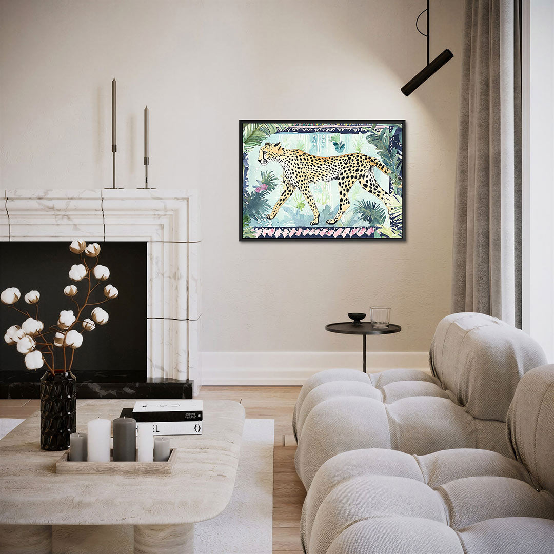 Luipaard in jungle – Dieren kunstwerk – liggende wanddecoratie