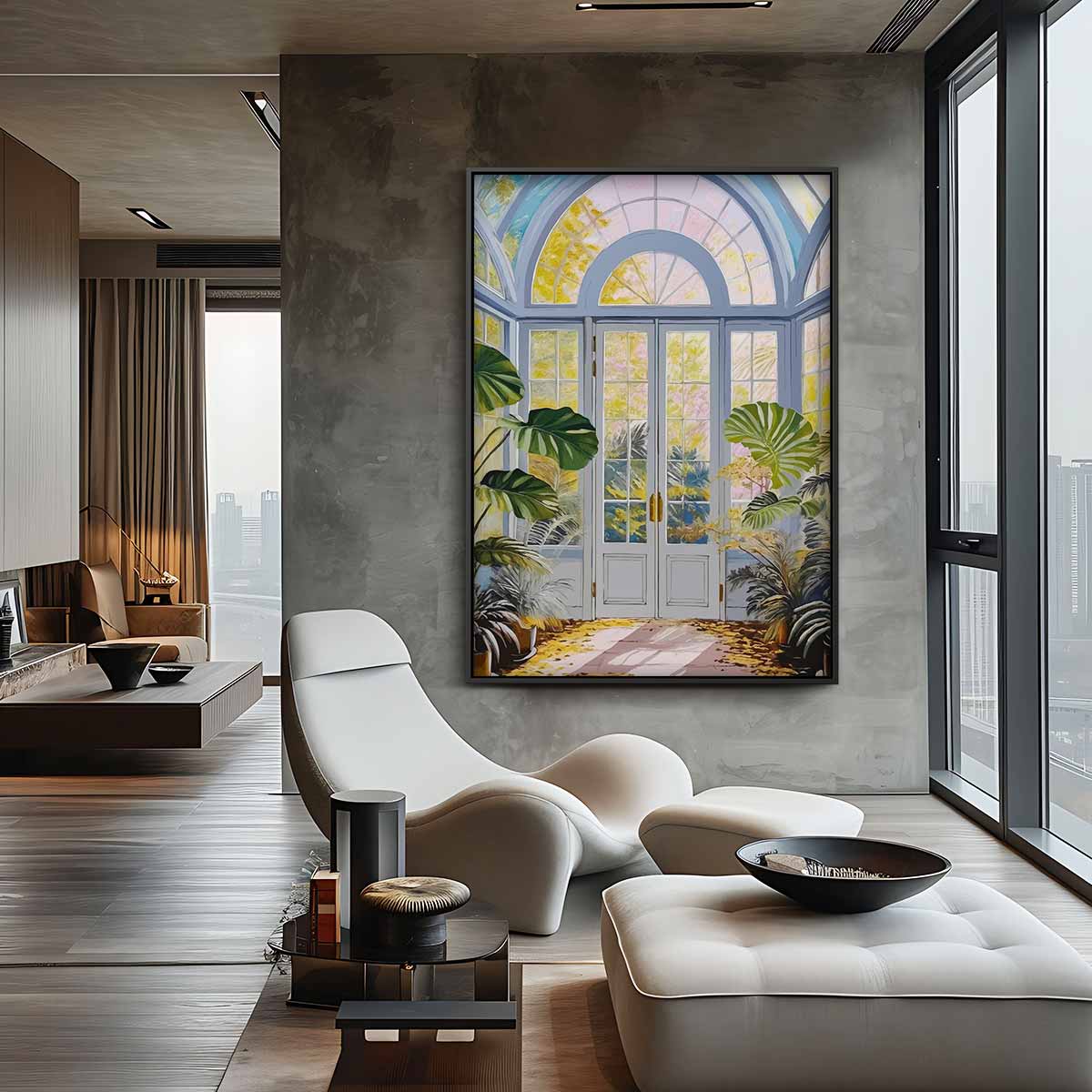 Serene Wintertuin – canvas kunstwerk als wanddecoratie