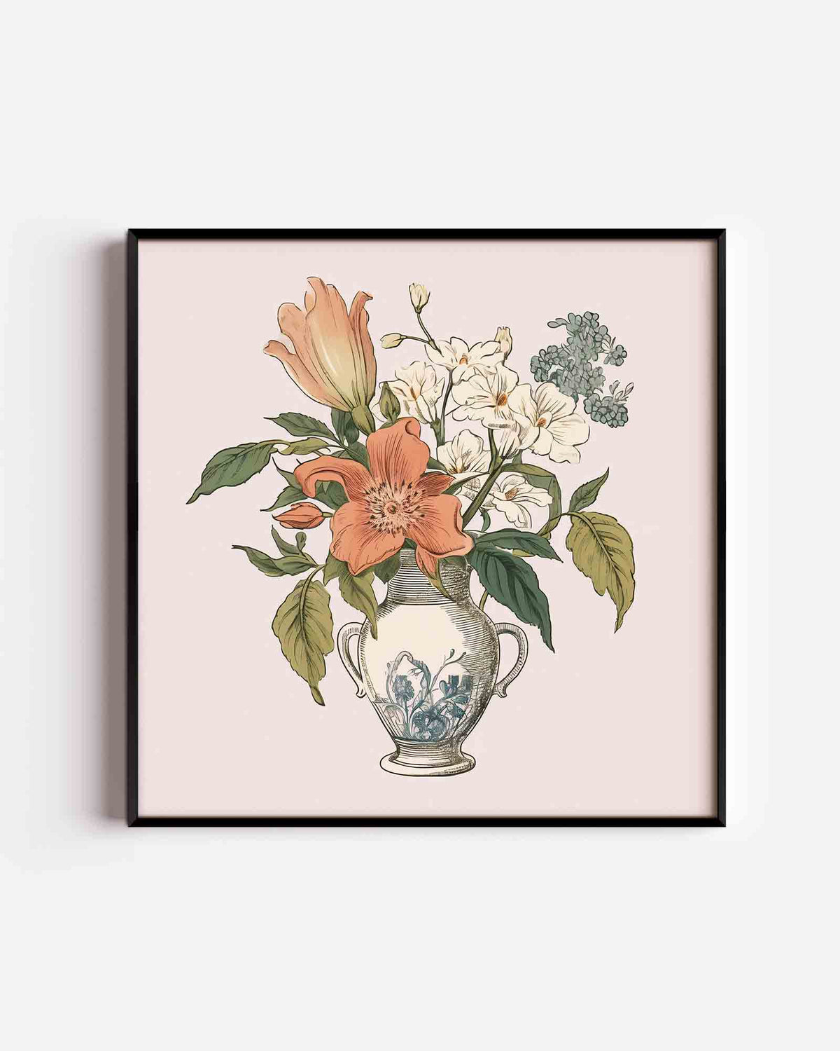 Bloemen in vaas – vierkante poster met kleur en vormen als wanddecoratie