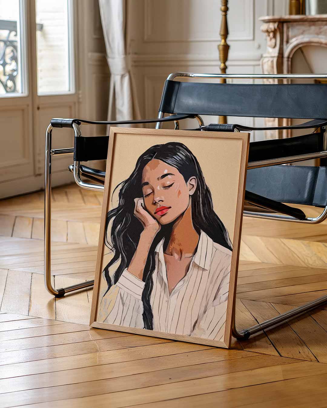 Dromerige Vrouw Portret – zomerse wandkunst als portret poster