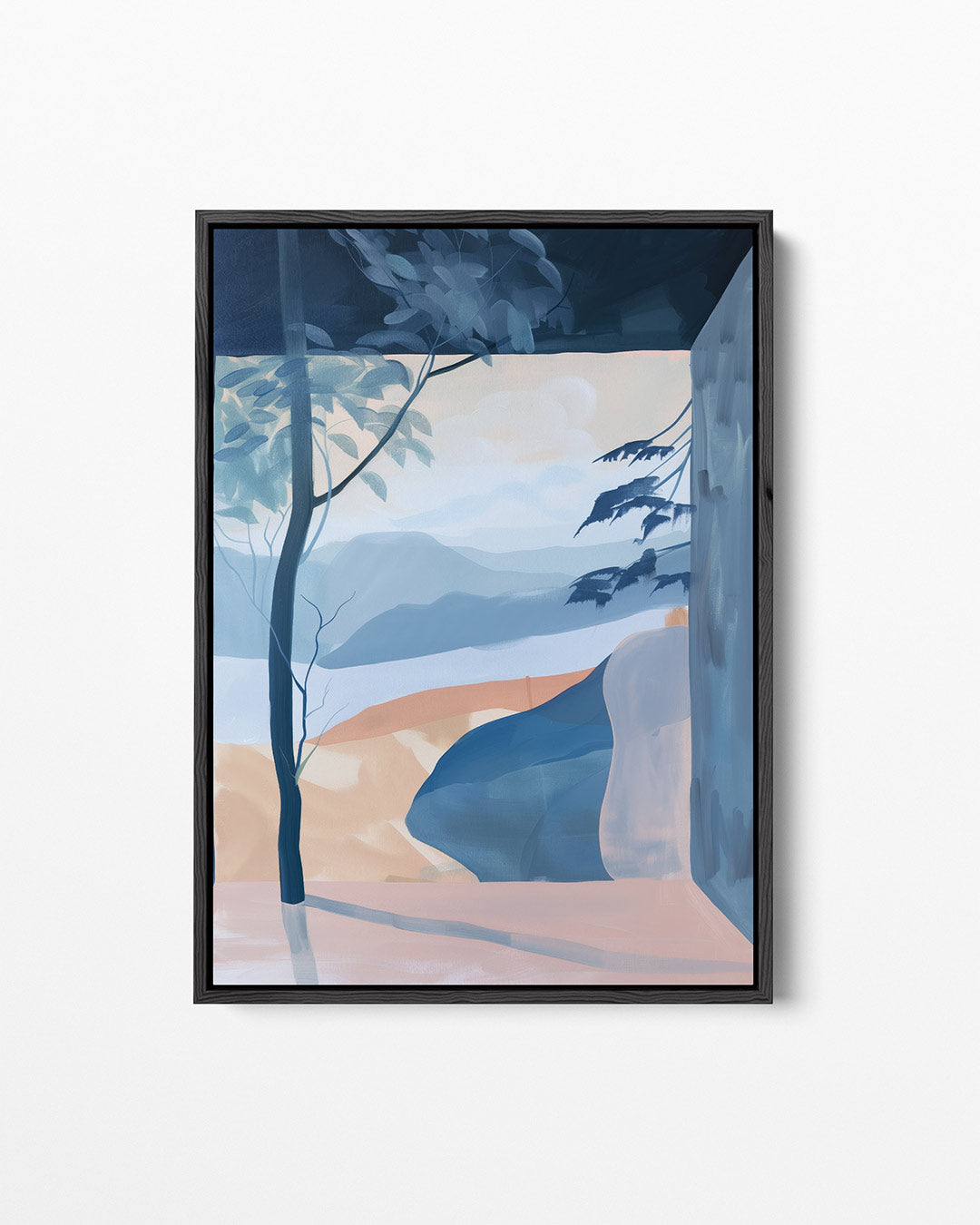 Landschap met blauwe tinten – staand wanddecoratie kunstwerk