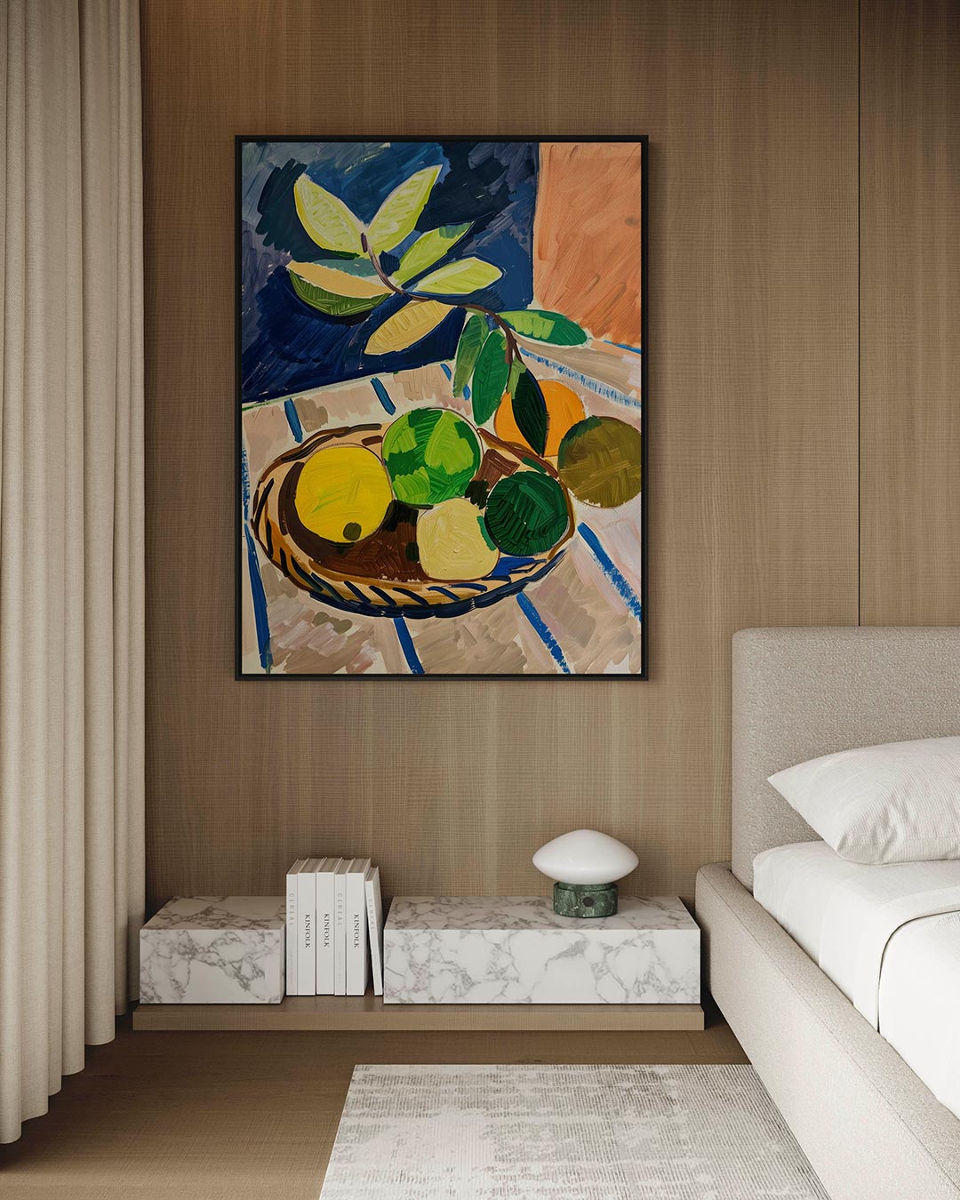 Fruit en bladeren – kunstwerk op canvas, dibond of plexiglas