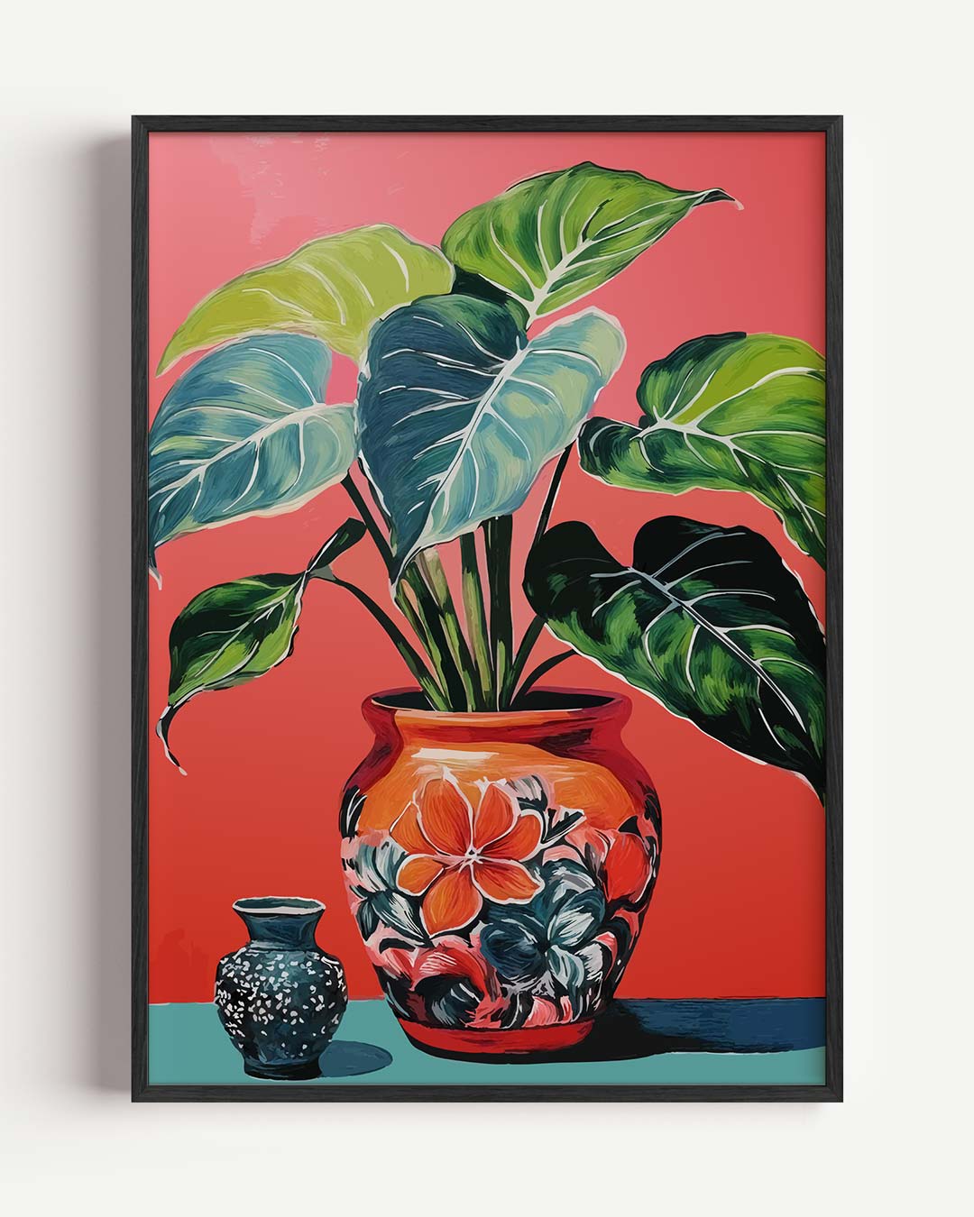 Tropische Bladeren in Stijlvolle Vaas – bloemen portret poster als wanddecoratie
