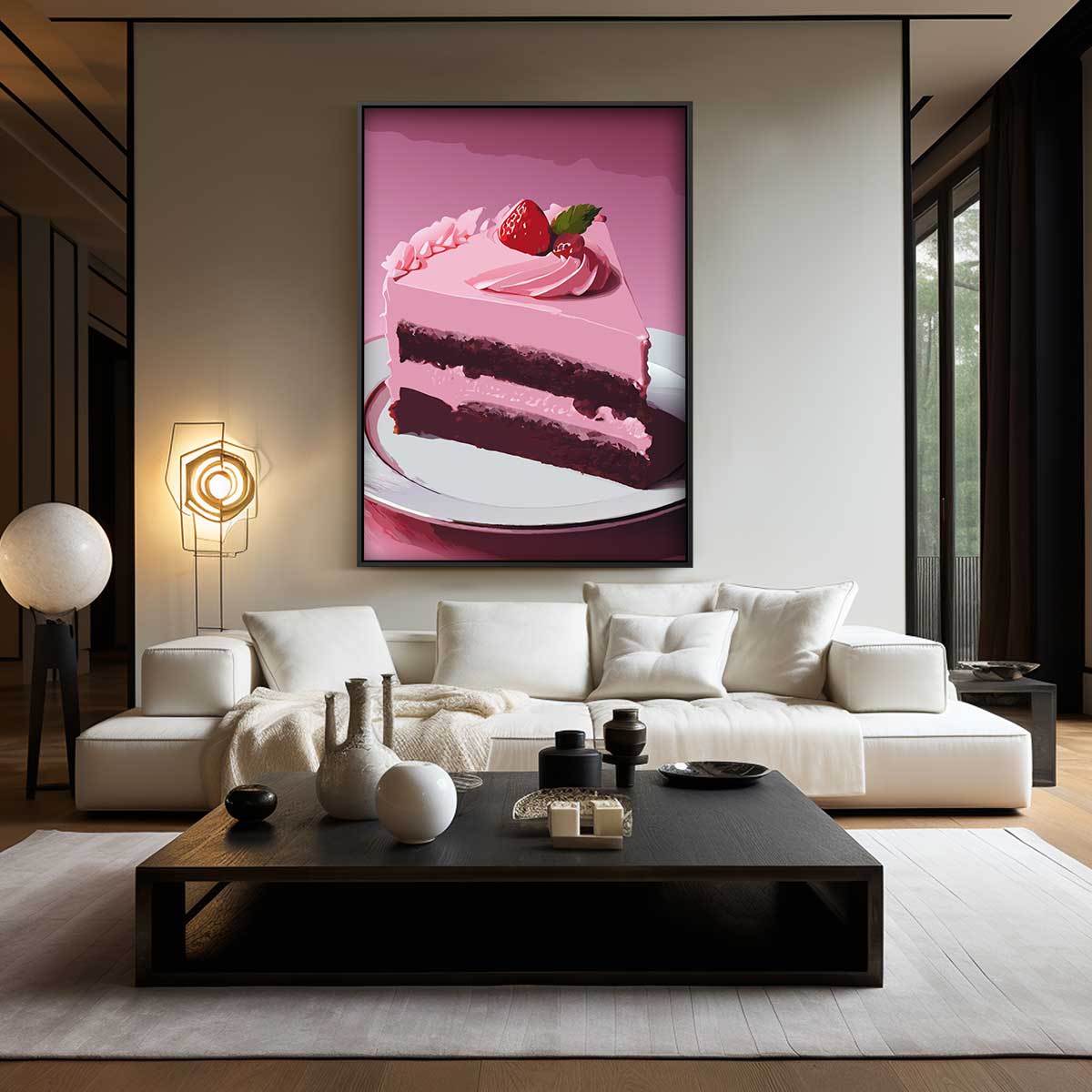 Verrukkelijke Aardbeientaart Print – kunstwerk met zwarte baklijst