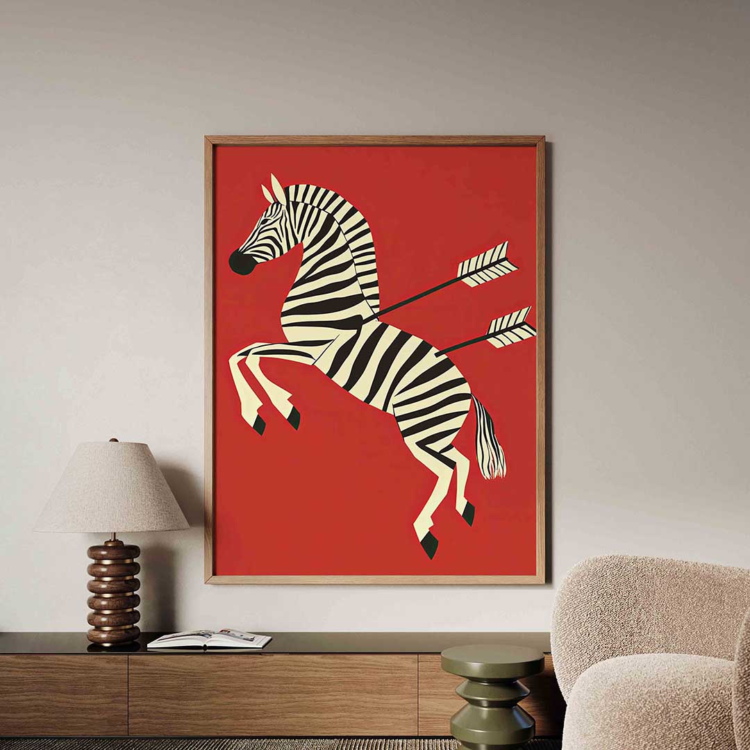 Zebra met pijlen – dieren poster in staand formaat
