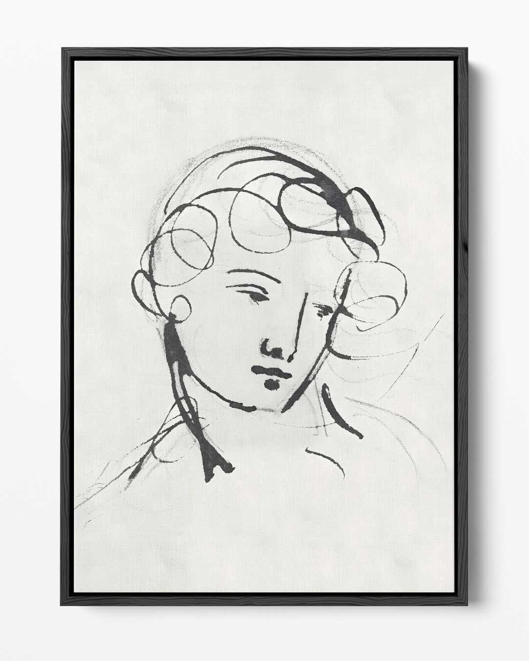 Elegante Lijnenschets Portret – portret kunstwerk als wanddecoratie