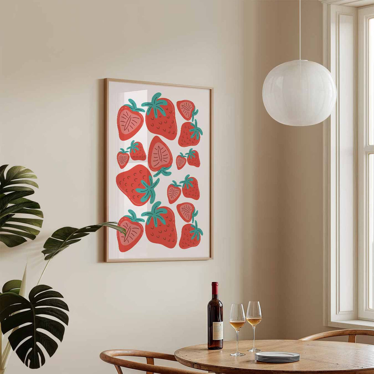 Lieve Aardbeien – staande keuken wanddecoratie van WallArtistic