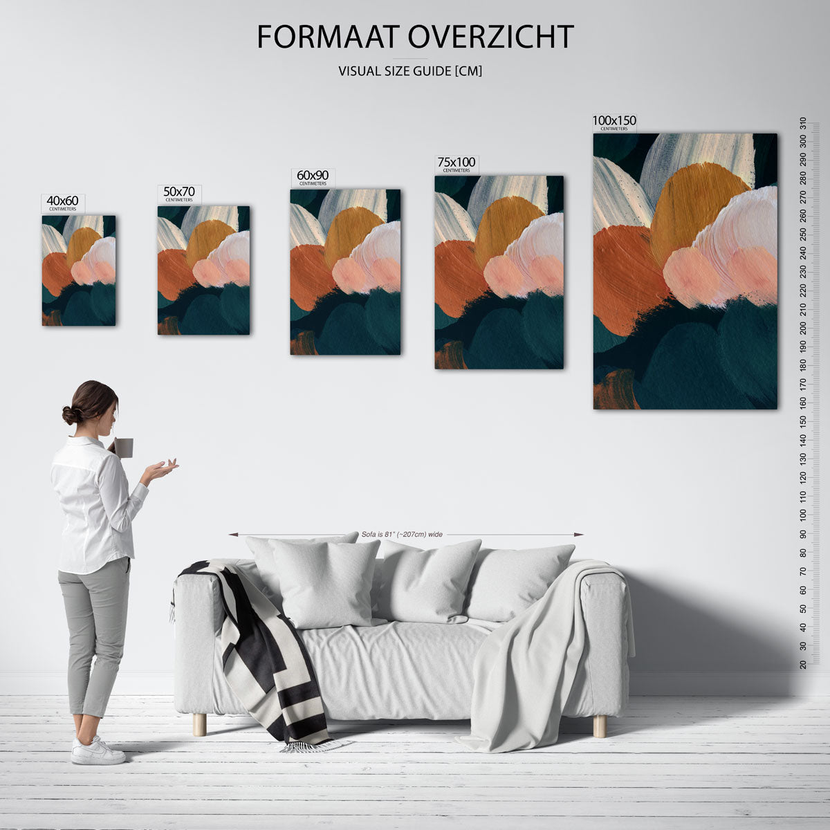 Organische kleurencompositie – staande wanddecoratie van WallArtistic
