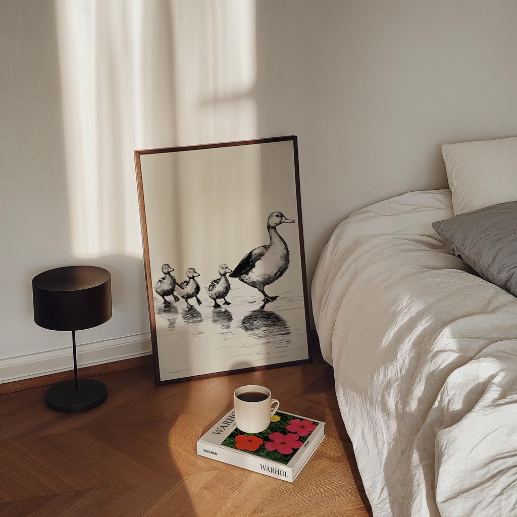 Eendenfamilie Wandkunst – staande kinderkamer wanddecoratie van WallArtistic