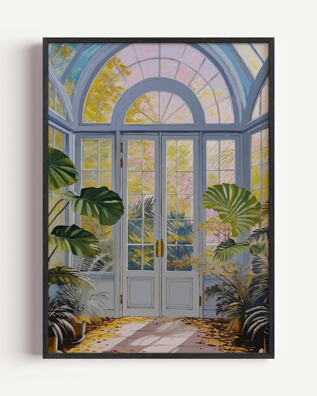 Dromerige Serre Met Planten – bloemen portret poster als wanddecoratie