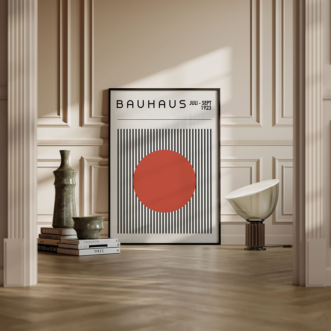 Lijnen en cirkel – moderne Bauhaus wandkunst als poster