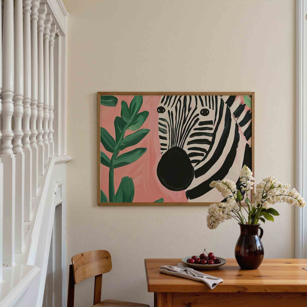 Zebra en bladeren – dieren poster in liggend formaat