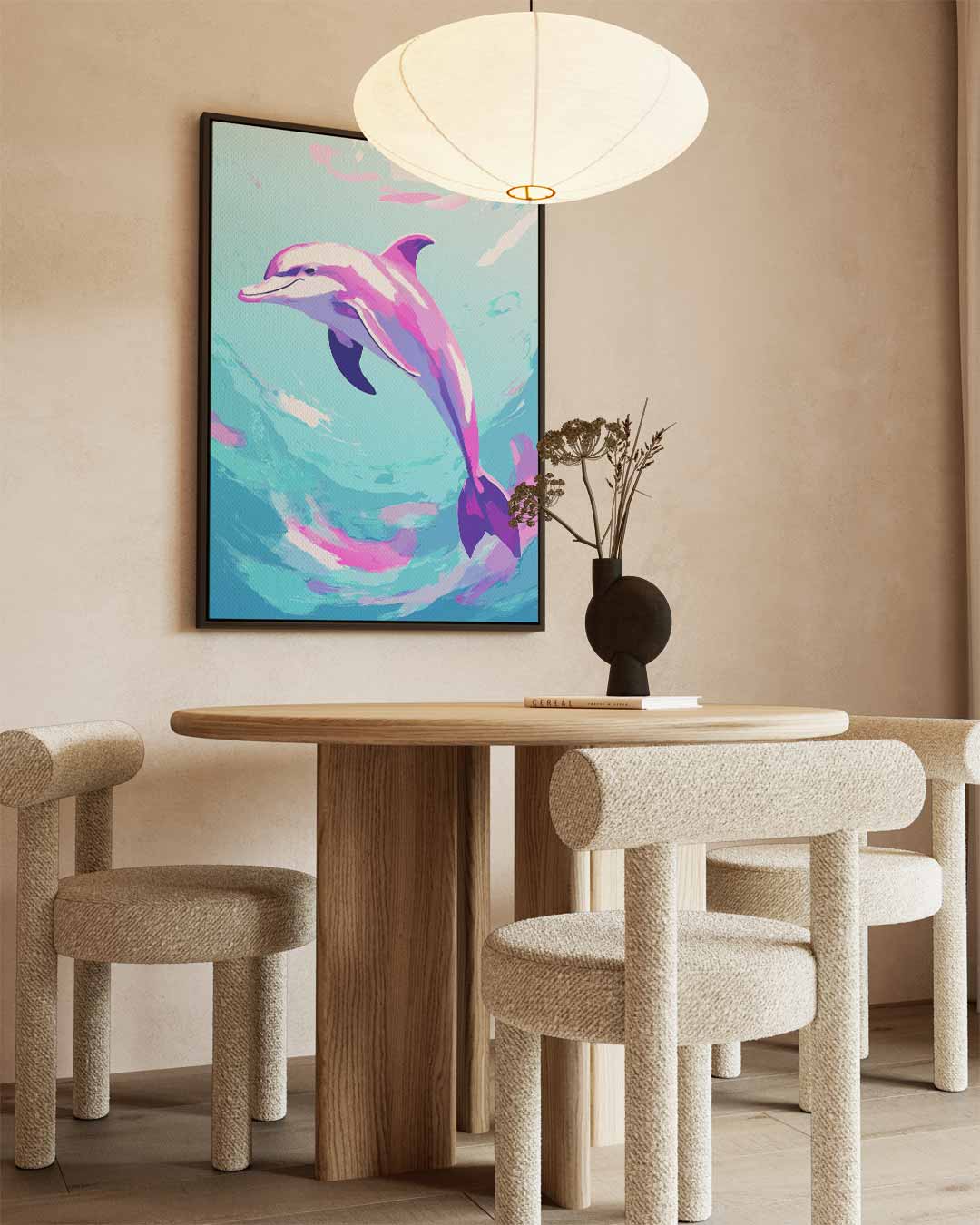 Dansende Dolfijn in Oceaan Blues – staand kunstwerk voor modern interieur