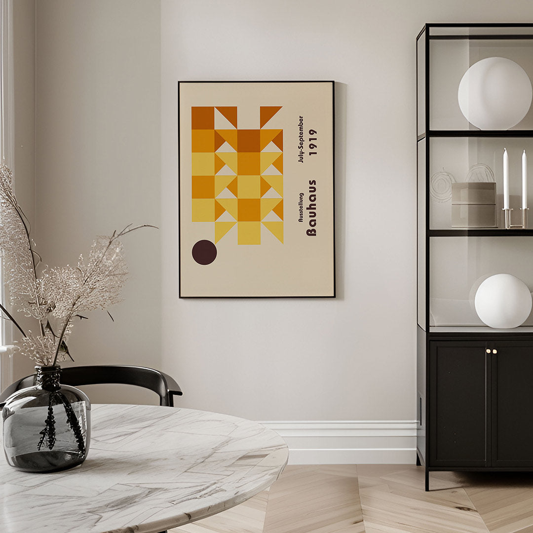 Vormritme en kleur – geometrische Bauhaus poster in staand formaat