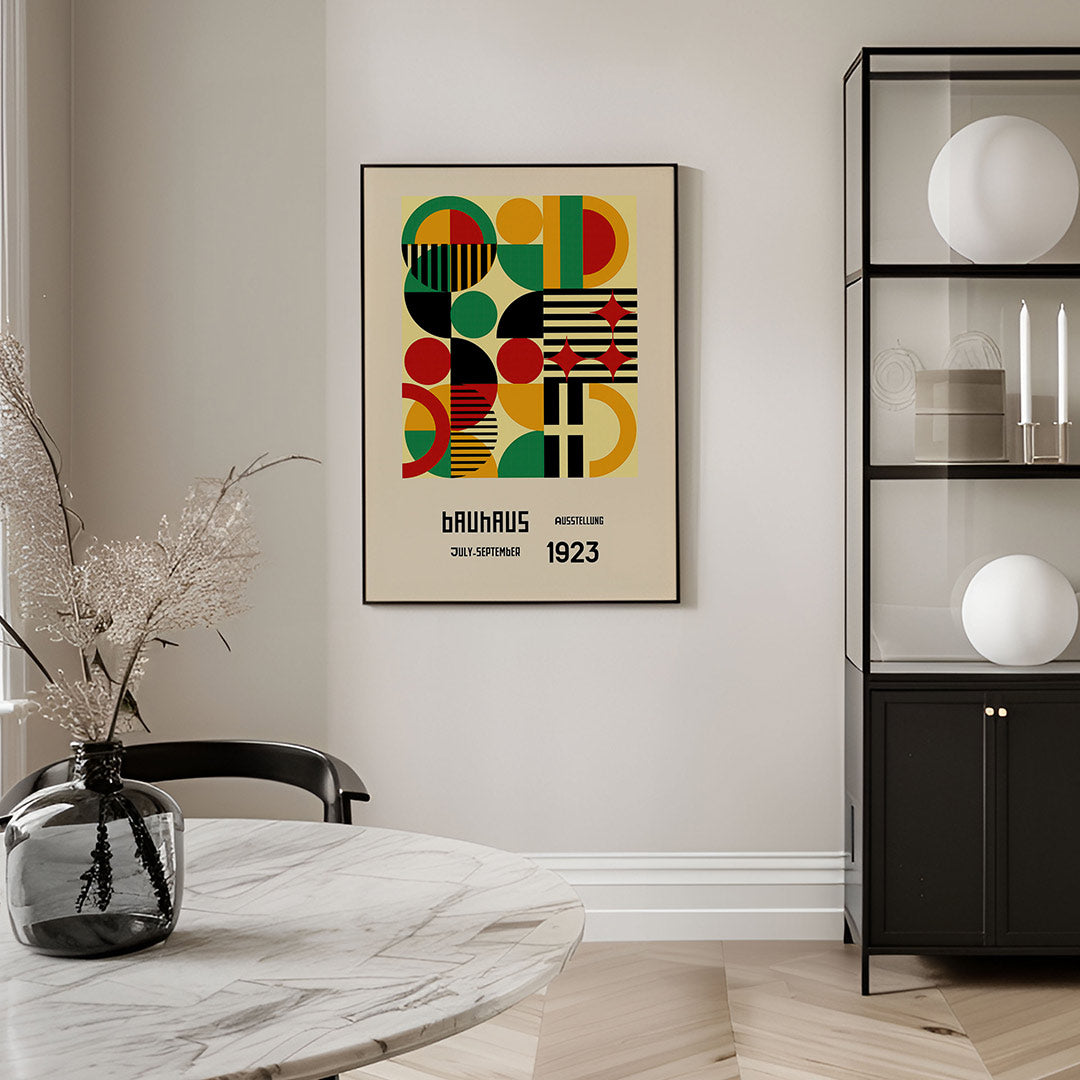 Vormen en kleurvlakken – geometrische Bauhaus poster in staand formaat