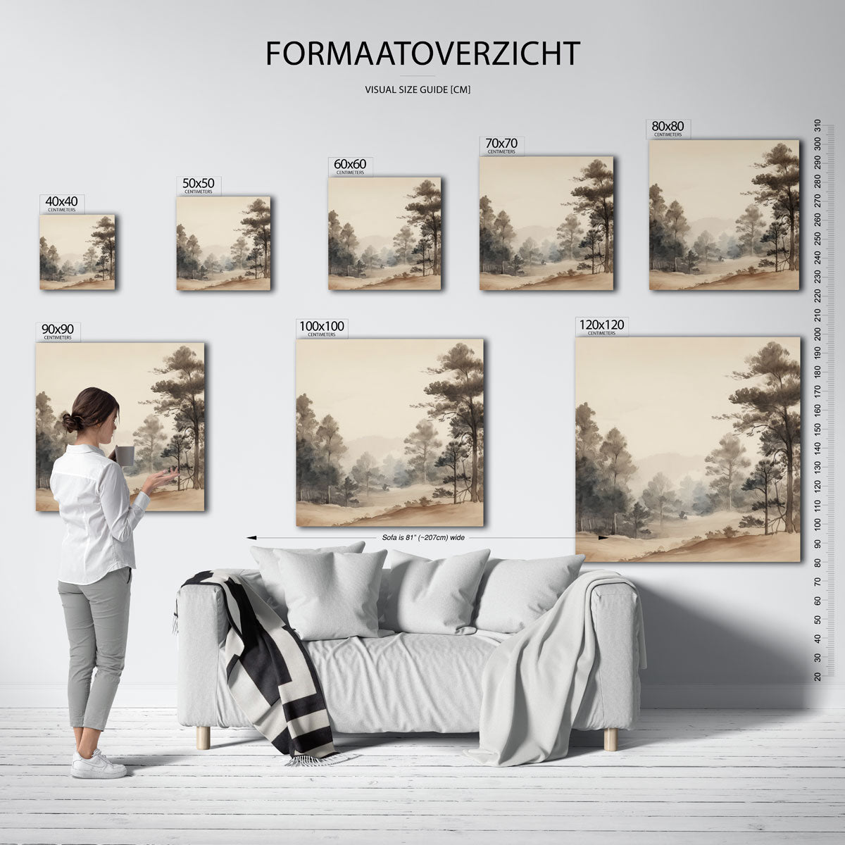 Boslandschap – vierkante muurposter met vintage uitstraling