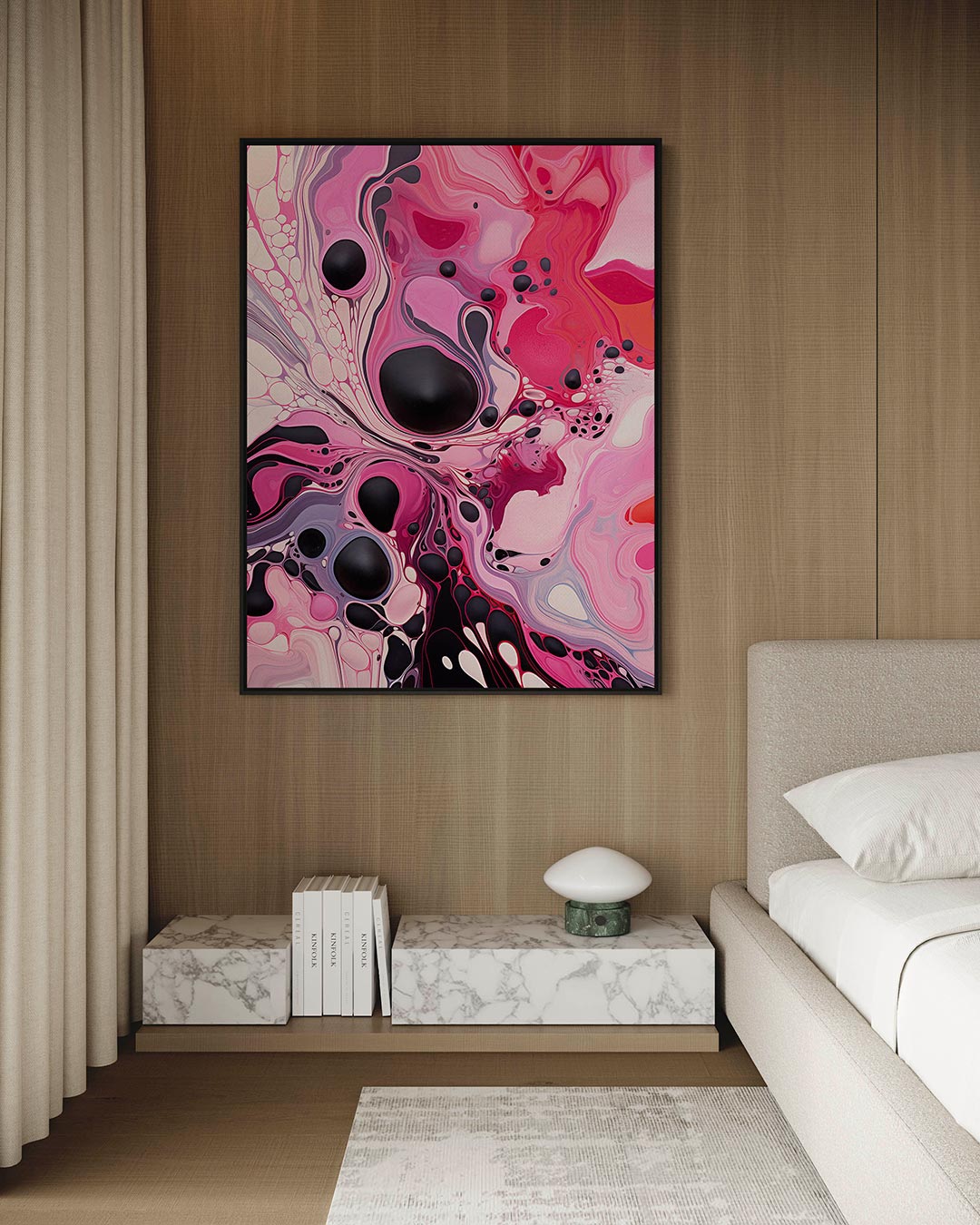 Vloeiende kleurencompositie – Zwarte – kunstwerk op canvas, dibond of plexiglas