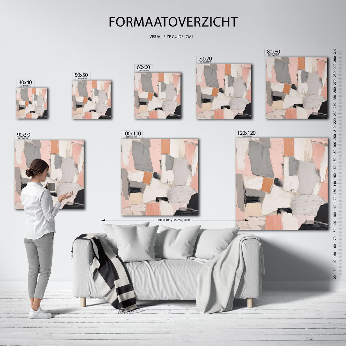 Abstracte vormen – vierkante muurposter met zachte abstracte vormen