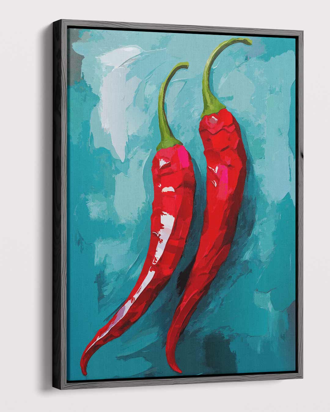 Pittige Peper Duo – modern portret kunstwerk van WallArtistic